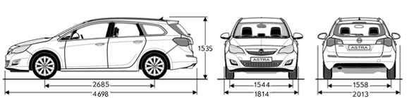 Opel Astra IV SportsTourer (kombi) - wymiary nadwozia